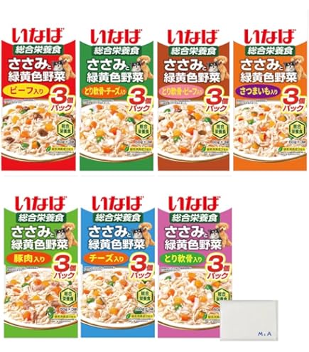 Amazon | いなば ささみと緑黄色野菜 総合栄養食 60g×3個パック 7種類